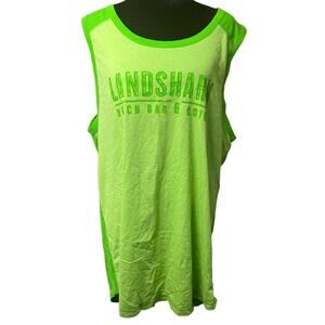 LAT Landshark Beach Bar & Grill Tank Top Tee Shirt Size Large Green 100% Cotton